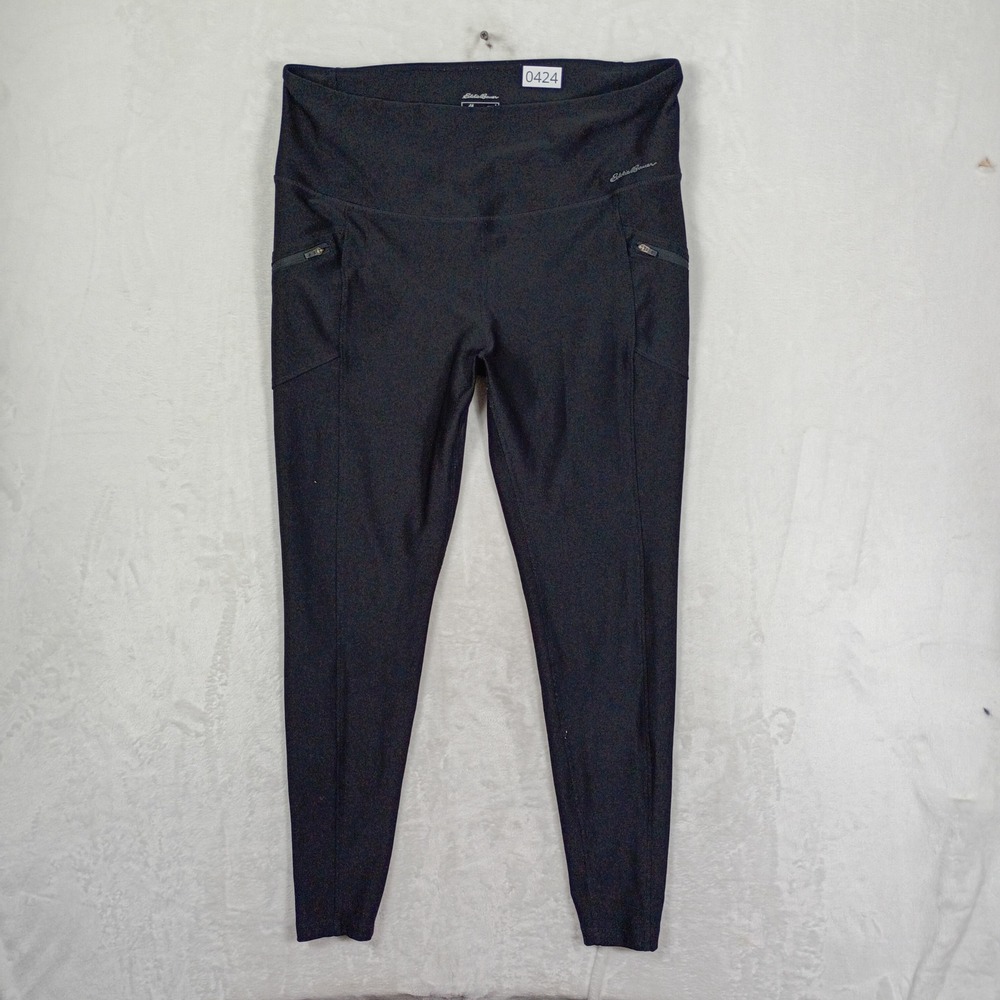 Eddie Bauer Leggings Womens L Black Zipper Pocket High Rise Hiking Gorpcore Yoga